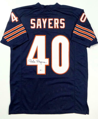 Gale Sayers Autographed Blue Pro Style Jersey- Beckett Auth *4