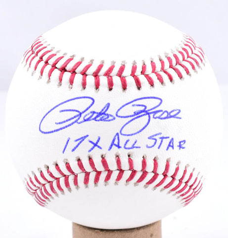 Pete Rose Autographed Rawlings OML Baseball w/ 17x All Star - Beckett W Hologram