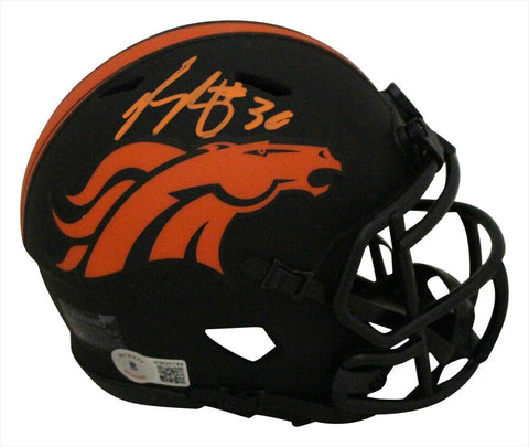 Phillip Lindsay Autographed Denver Broncos Eclipse Mini Helmet BAS 34311