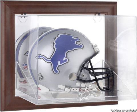 Detroit Lions Brown Framed Wall-Mountable Logo Helmet Case
