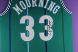 ALONZO MOURNING (Hornets teal TOWER) Signed Autographed Framed Jersey PSA