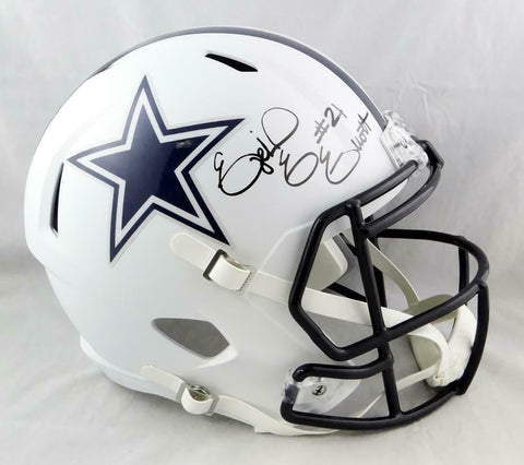 Ezekiel Elliott Signed Dallas Cowboys F/S Flat White Speed Helmet- Beckett Auth
