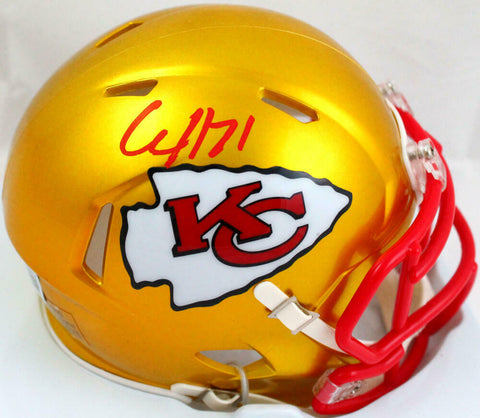 Clyde Edwards-Helaire Autographed KC Chiefs Speed Flash Mini Helmet-BeckettWHolo