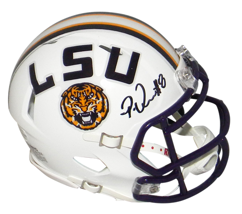 PATRICK QUEEN AUTOGRAPHED SIGNED LSU TIGERS WHITE SPEED MINI HELMET BECKETT