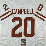 Autographed/Signed EARL CAMPBELL Texas White College Football Jersey JSA COA
