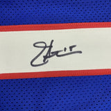 Autographed/Signed JEFF HOSTETLER New York Blue Football Jersey JSA COA Auto