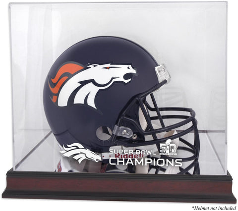 Denver Broncos Mahogany Helmet Super Bowl 50 Champs Display Case
