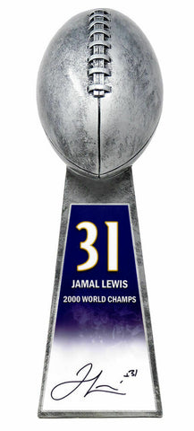 Jamal Lewis (Ravens) Signed Football World Champion 15" Silver Trophy #31-SS COA