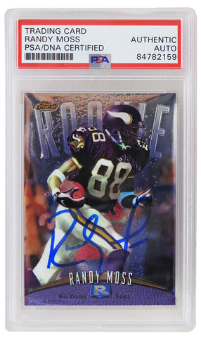 Randy Moss Signed Vikings 1998 Topps Finest Rookie Card #135 -(PSA Encapsulated)