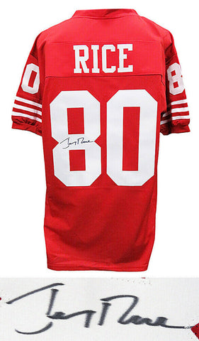 Jerry Rice San Francisco 49ERS Signed Red Throwback Football Jersey - SCHWARTZ