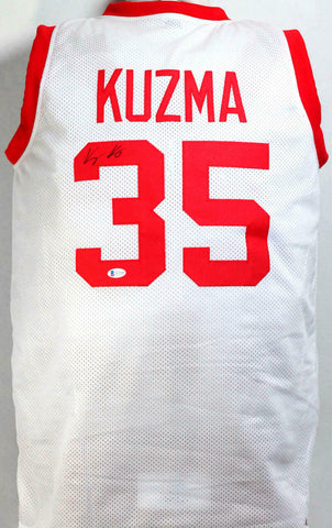 Kyle Kuzma Autographed White College Style Basketball Jersey- Beckett Witness *B