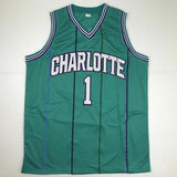 Autographed/Signed MUGGSY BOGUES Charlotte Teal Basketball Jersey PSA/DNA COA