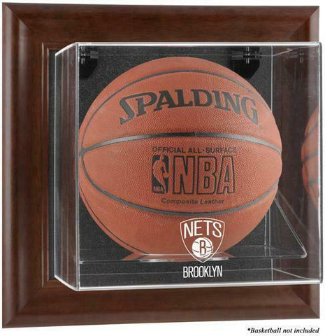 Brooklyn Nets Brown Framed Wall-Mounted Basketball Display Case - Fanatics