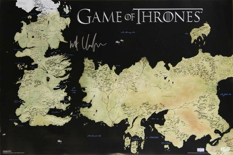 Kit Harington Signed Game of Thrones 24x36 Westeros Map Poster