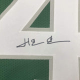 Autographed/Signed Herman Herm Edwards Philadelphia Green Jersey JSA COA