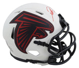 Falcons Deion Sanders Authentic Signed Lunar Speed Mini Helmet BAS Witnessed