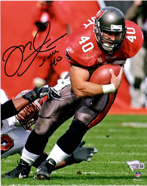 Mike Alstott Tampa Bay Buccaneers Autographed 8" x 10" Red Running Photograph