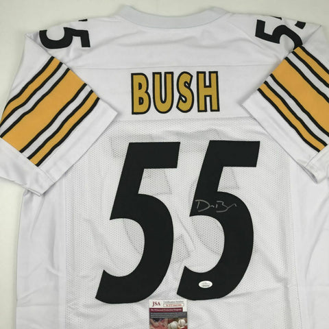Autographed/Signed DEVIN BUSH Pittsburgh White Football Jersey JSA COA Auto