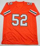 Ray Lewis Autographed Orange College Style Jersey - Beckett Auth *2