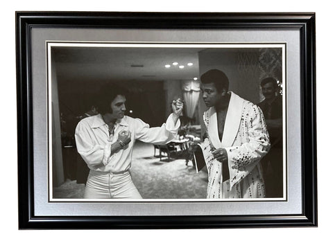 Elvis Pressley w/ Muhammad Ali Framed 18x28 Historical Archival Photo Lithograph