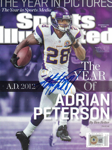 Adrian Peterson Signed 12/24/2012 Sports Illustrated Magazine No Label BAS 38910
