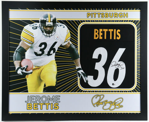 Jerome Bettis Signed Pittsburgh Steelers 35x43 Framed Jersey (Beckett Holo) R.B.