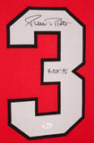 Pierre Pilote Signed Blackhawks 35x43 Custom Framed Jersey Inscribed "H.O.F. 75"