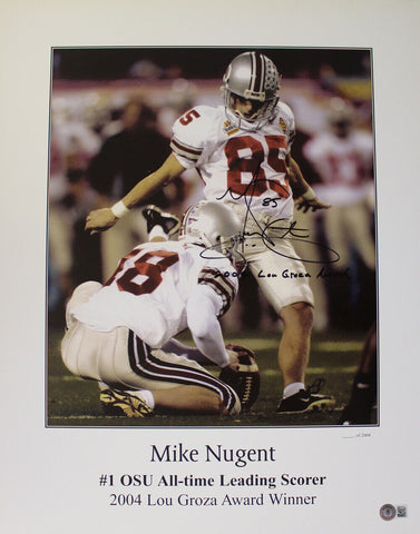 Mike Nugent Signed Ohio State Buckeyes Dry Mounted 16x20 Photo Beckett 36440