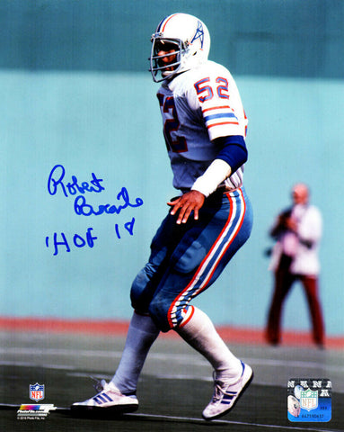 Robert Brazile Signed Houston Oilers White Jersey Action 8x10 Photo w/HOF'18- SS