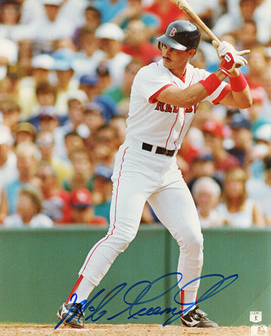Mike Greenwell Signed Boston Red Sox White Jersey Batting 8x10 Photo - (SS COA)