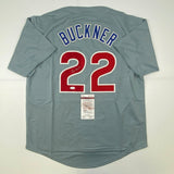 Autographed/Signed Bill Buckner Chicago Grey Baseball Jersey JSA COA Auto