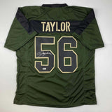 Autographed/Signed Lawrence Taylor NY Salute To Service Jersey Beckett BAS COA