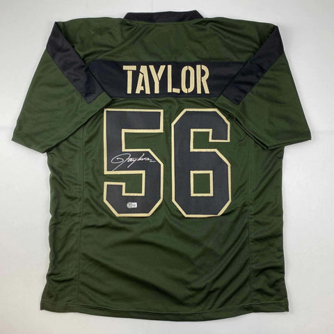 Autographed/Signed Lawrence Taylor NY Salute To Service Jersey Beckett BAS COA