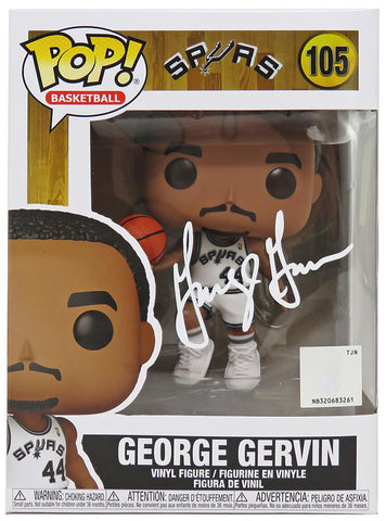 George Gervin Signed San Antonio Spurs NBA Funko Pop Doll #105 - (SCHWARTZ COA)