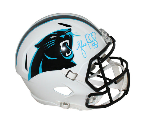 Luke Kuechly Autographed Carolina Panthers F/S Flat White Helmet BAS 33744