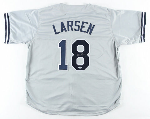 Don Larsen Signed Yankee Jersey (Beckett) Pitched Perfect Game 1956 World Series