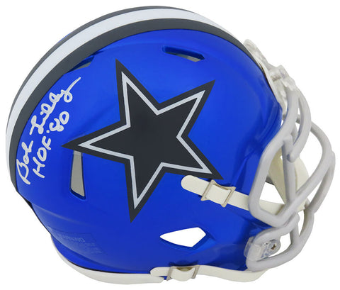 Bob Lilly Signed Cowboys FLASH Riddell Speed Mini Helmet w/HOF'80 - (SS COA)
