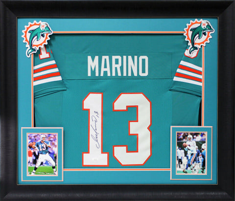 Dan Marino Authentic Signed Teal Pro Style Framed Jersey Autographed JSA Witness