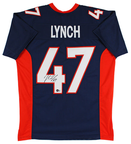 John Lynch Authentic Signed Navy Blue Pro Style Jersey Autographed BAS Witnessed