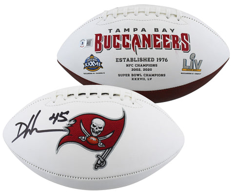 Buccaneers Devin White Authentic Signed White Panel Logo Football BAS Witnessed