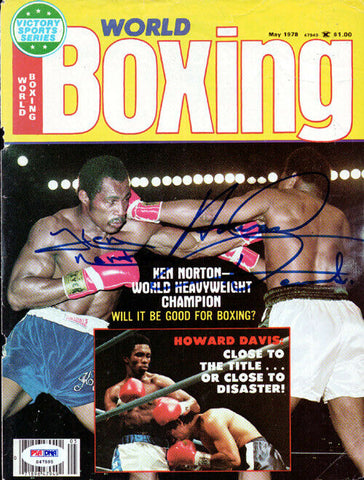 Ken Norton & Howard Davis Autographed Boxing World Magazine Cover PSA/DNA S47595