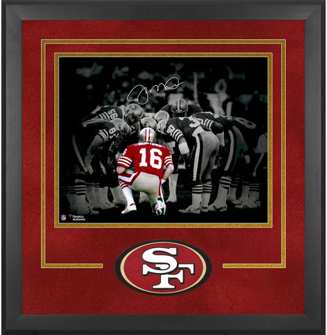 Joe Montana San Francisco 49ers Dlx Framed Signed 16x20 Huddle Spotlight Photo