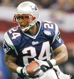 Ty Law Signed New England Patriots Blue Jersey (JSA COA) 3xSuper Bowl Champion