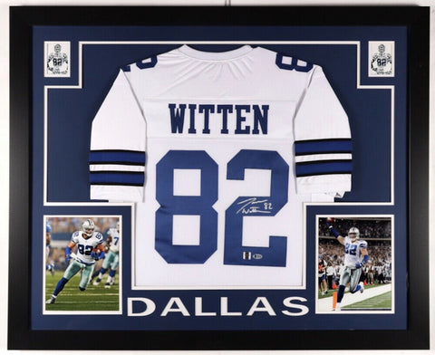 Jason Witten Signed Dallas Cowboys 35x43 Framed Jersey Beckett COA & Witten Holo