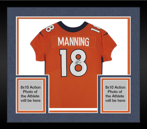 Framed Peyton Manning Denver Broncos Autographed Orange Nike Elite Jersey
