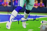 Dak Prescott Signed Cowboys 8x10 PF Passing on Toes Photo - Beckett W Auth *Blue