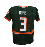 Frank Gore Autographed/Signed College Style Green XL Jersey Beckett BAS 34530