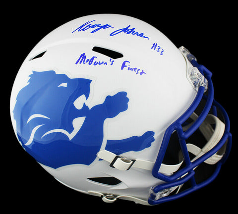 Kerryon Johnson Signed Lions Speed Full Size AMP Helmet - "MoTown's Finest"