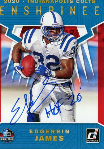 Edgerrin James Signed Indianapolis Colts NFL Card with "HOF 20" Inscription