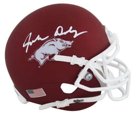 Arkansas John Daly Authentic Signed Maroon Schutt Mini Helmet BAS Witnessed